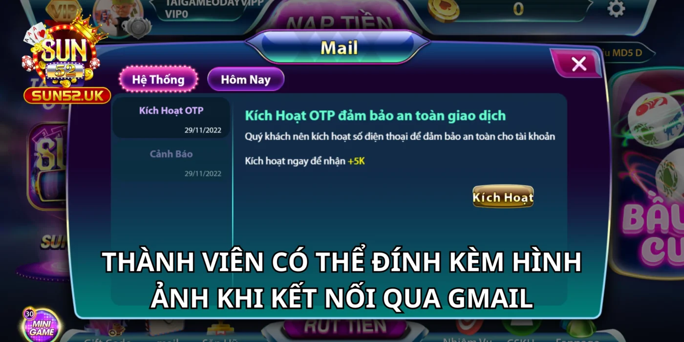 Thành viên có thể đính kèm hình ảnh khi kết nối qua Gmail