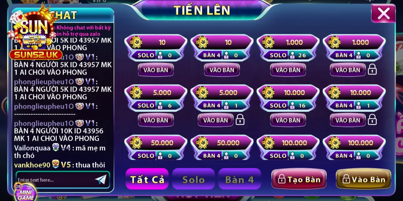 Thuật Ngữ Game Bài Tiến Lên Miền Nam Sun52 UK