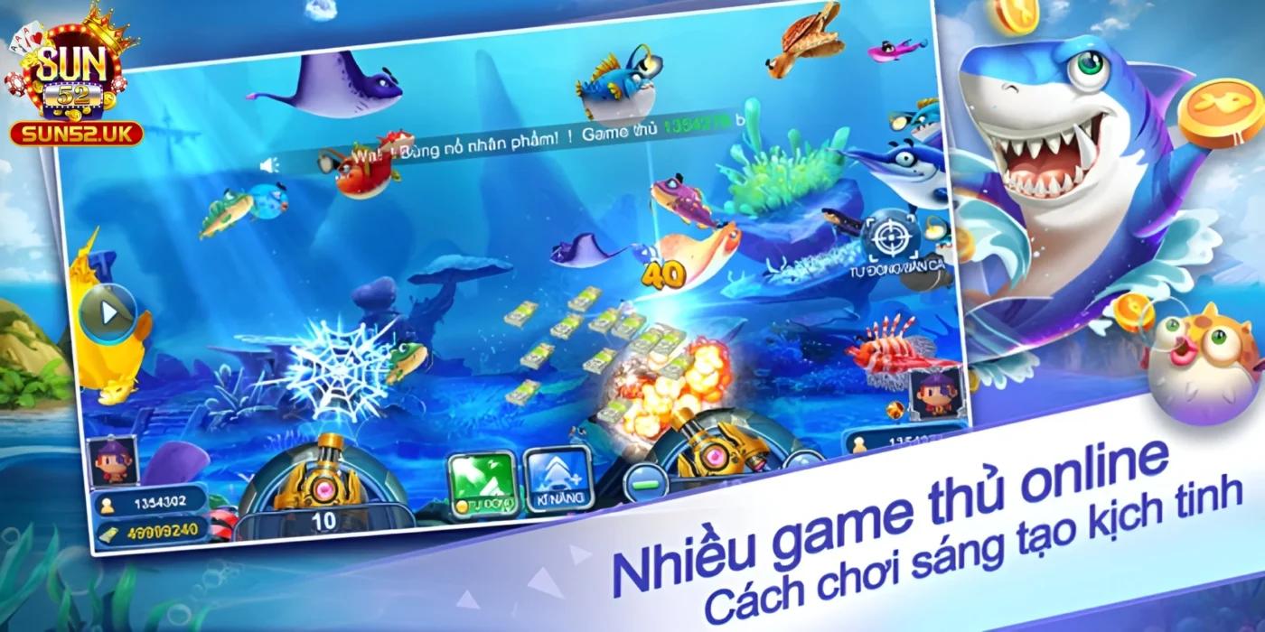 Game thủ sử dụng súng để tiêu diệt cá mồi và nhận thưởng